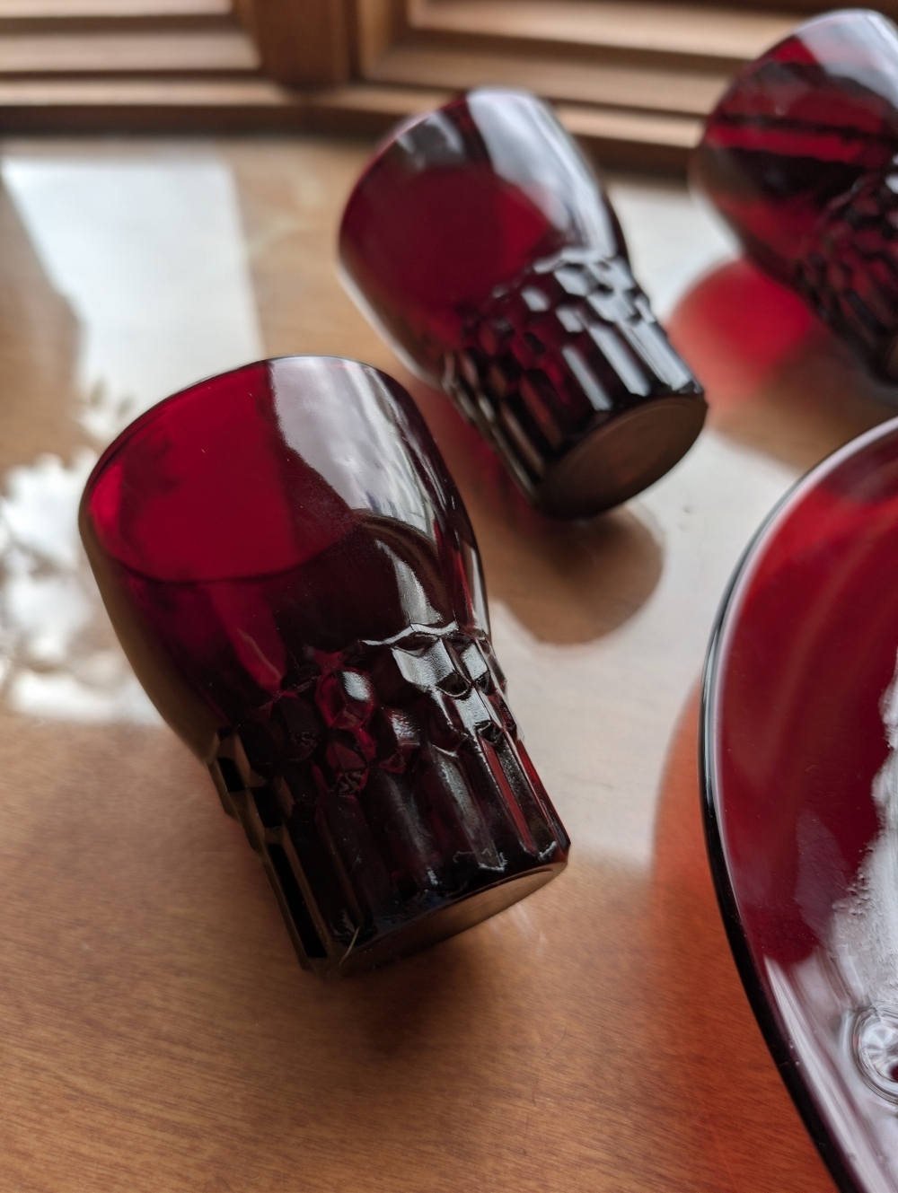 Vtg Anchor Hocking Royal Ruby Windsor Tumblers & Coronation Creamer Set - 7pc - Picture 5 of 17